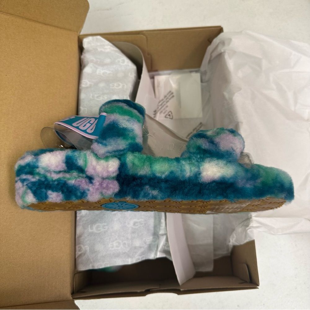 New Ugg Oh Yeah Marble Slide Slipper Sandals Aquatic Blue - Picture 3 of 6